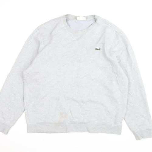 Lacoste Men's Grey Crew Neck Cotton Blend Pullover Sweatshirt L