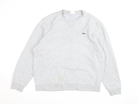 Lacoste Men's Grey Crew Neck Cotton Blend Pullover Sweatshirt L