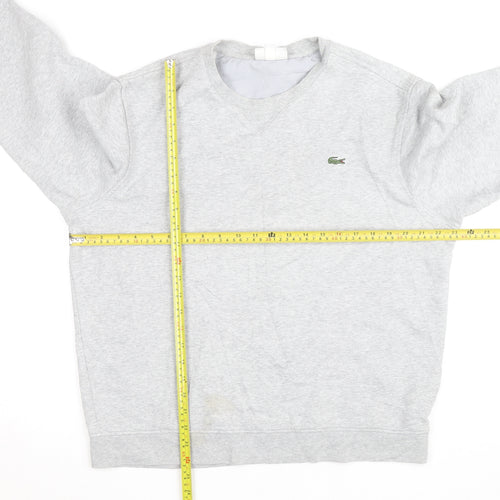 Lacoste Men's Grey Crew Neck Cotton Blend Pullover Sweatshirt L