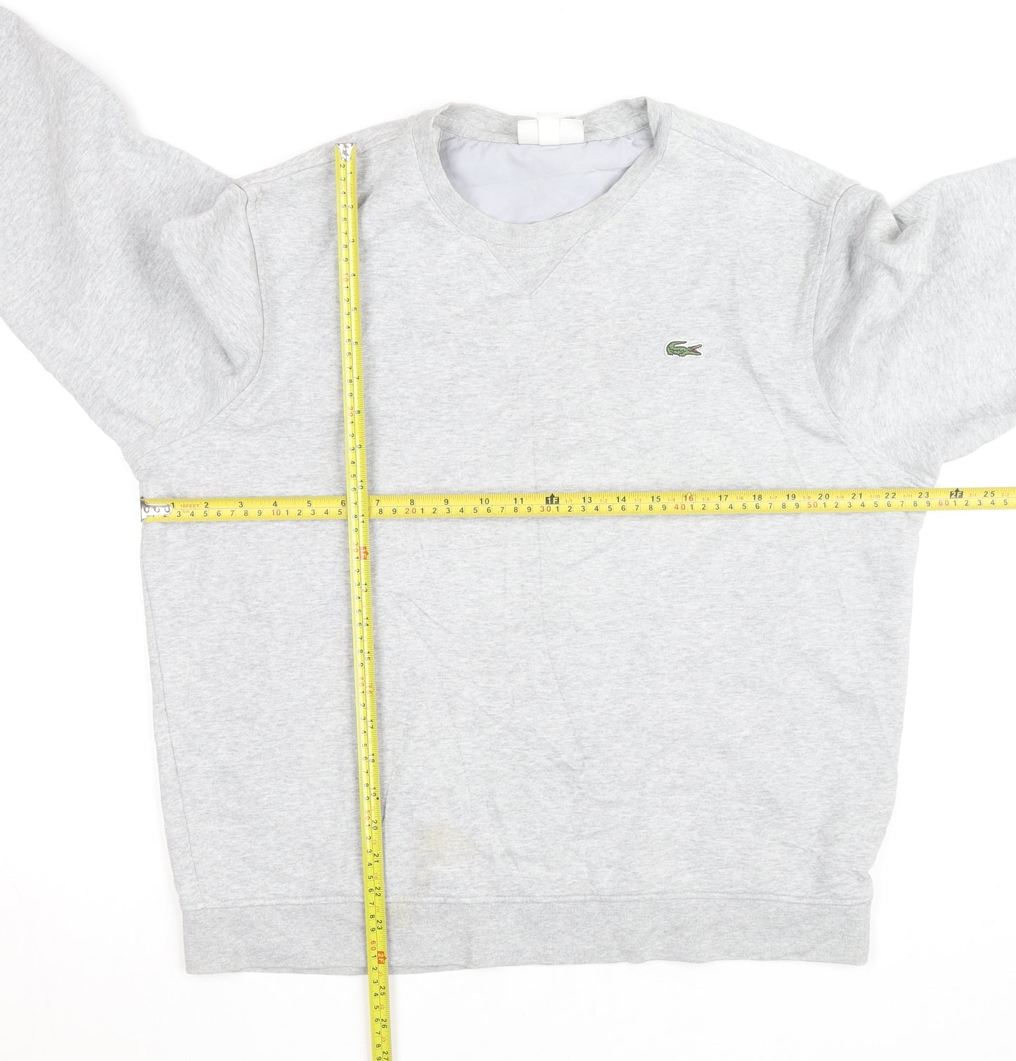 Lacoste Men's Grey Crew Neck Cotton Blend Pullover Sweatshirt L