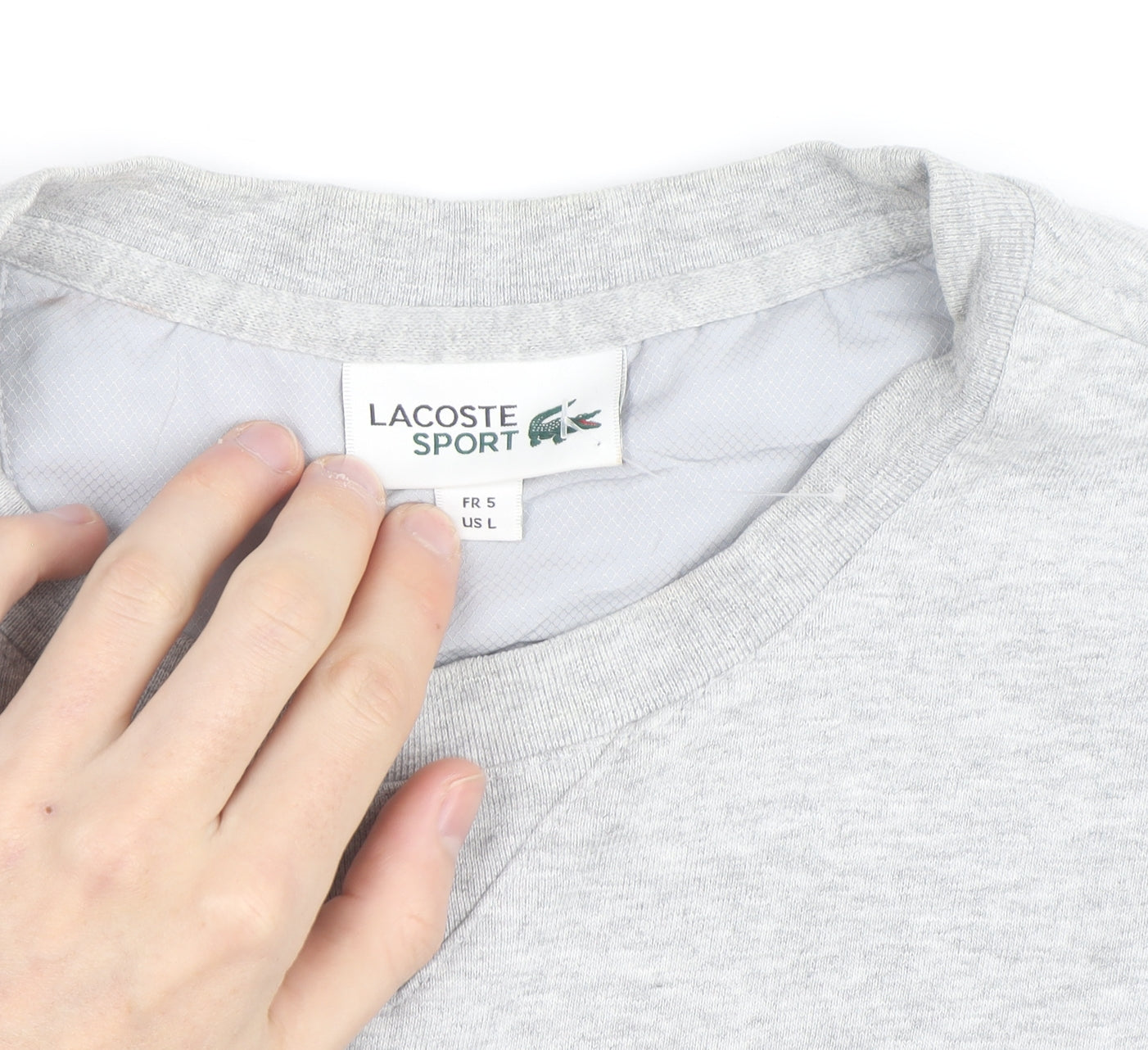 Lacoste Men's Grey Crew Neck Cotton Blend Pullover Sweatshirt L