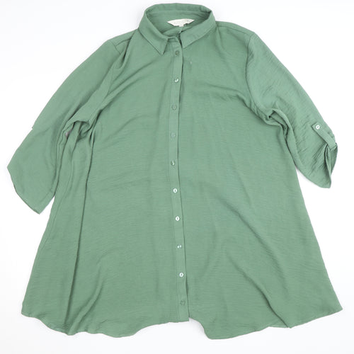 Apricot Women Green Button-Up Tunic Shirt Size 16 3/4 Sleeve