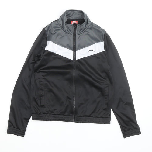 Slazenger Boys Black Track Jacket 13 Years Lightweight Activewear Zip Up