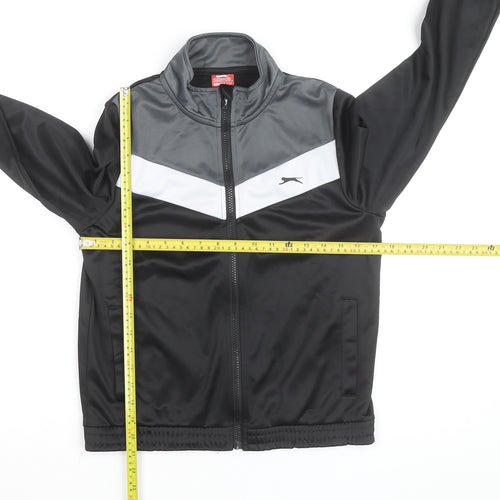 Slazenger Boys Black Track Jacket 13 Years Lightweight Activewear Zip Up