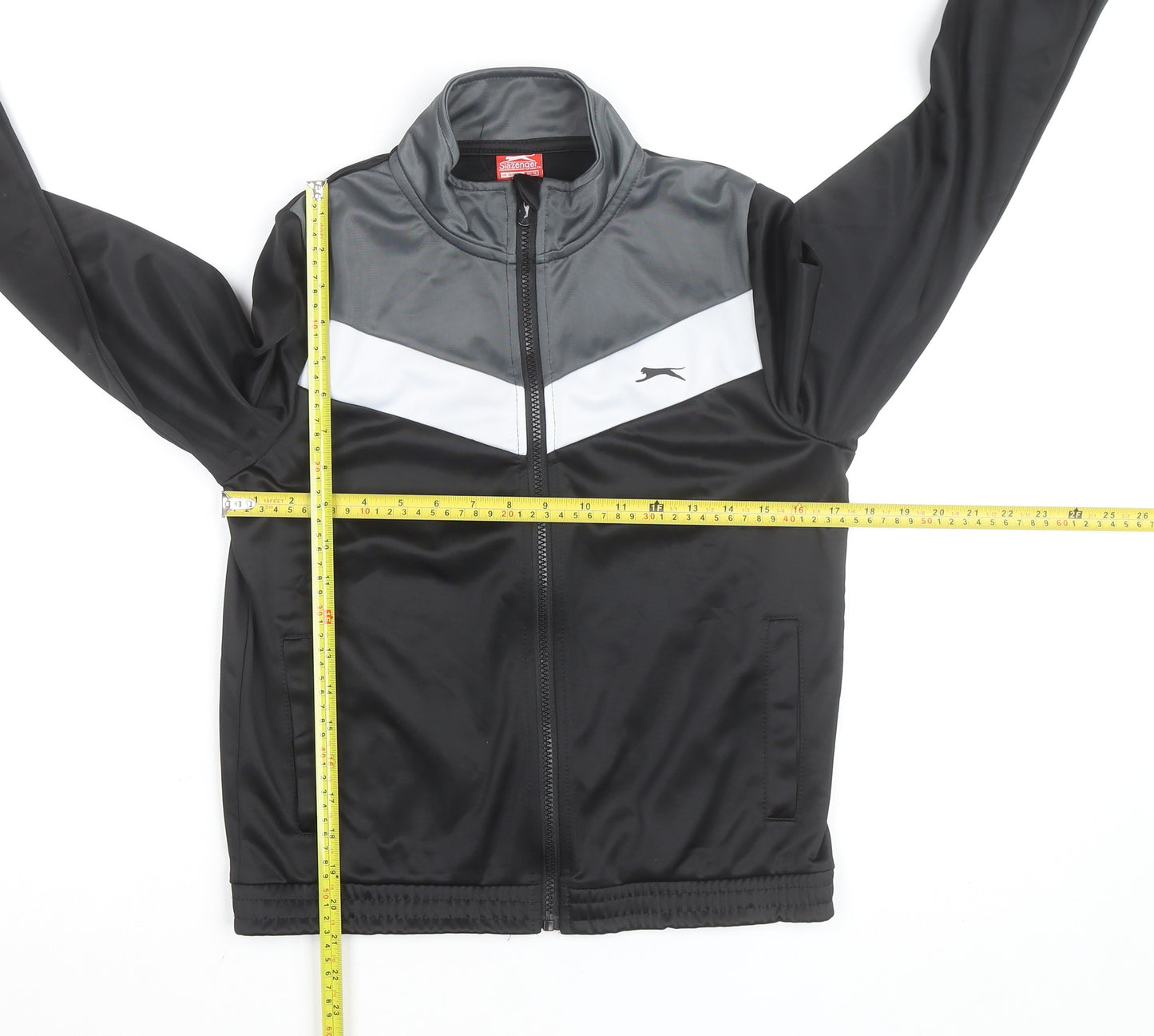 Slazenger Boys Black Track Jacket 13 Years Lightweight Activewear Zip Up