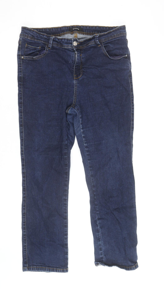 Evans Women's Blue Straight Leg Stretch Denim Jeans Size 20