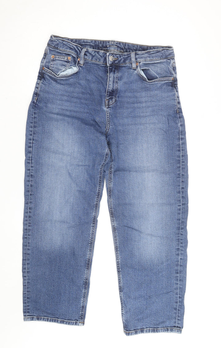Marks and Spencer Men's Blue Regular Fit Straight Denim Jeans Size 14