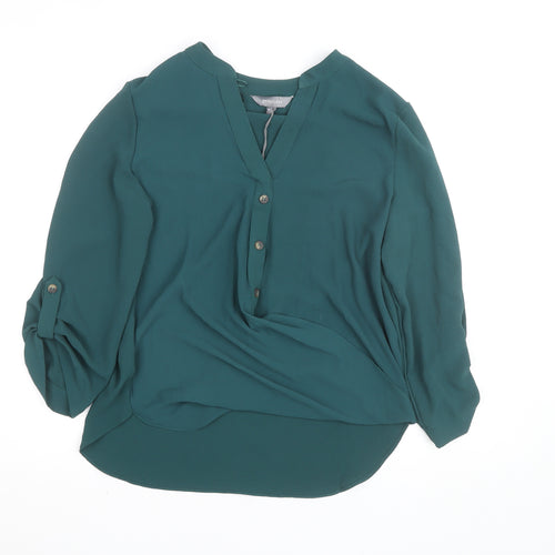 Principles Women’s Green V-Neck 3/4 Sleeve Tunic Blouse Size 10