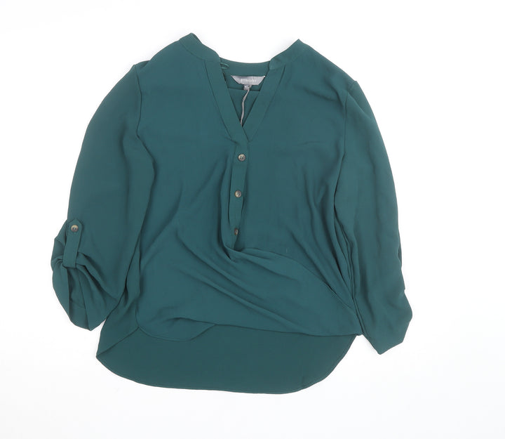 Principles Women’s Green V-Neck 3/4 Sleeve Tunic Blouse Size 10