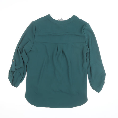 Principles Women’s Green V-Neck 3/4 Sleeve Tunic Blouse Size 10