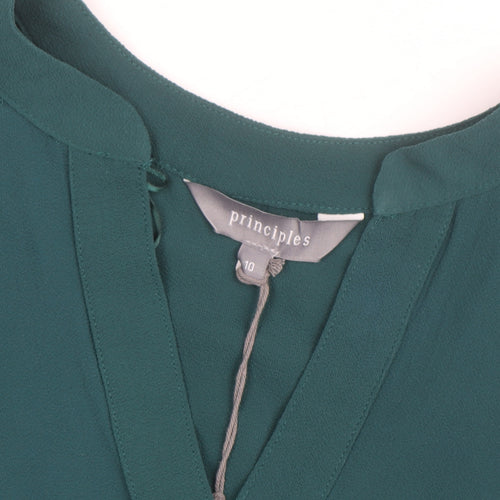 Principles Women’s Green V-Neck 3/4 Sleeve Tunic Blouse Size 10