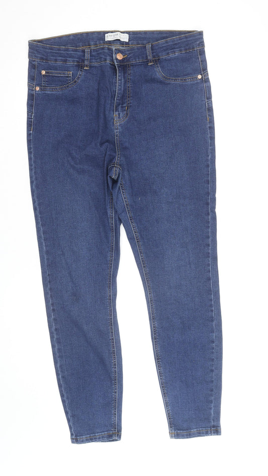 Primark Women's Blue Skinny Mid Rise Jeans Size 16 Stretch Denim