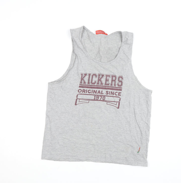 Kickers Men's Grey Tank Top M Graphic Print Activewear Vest