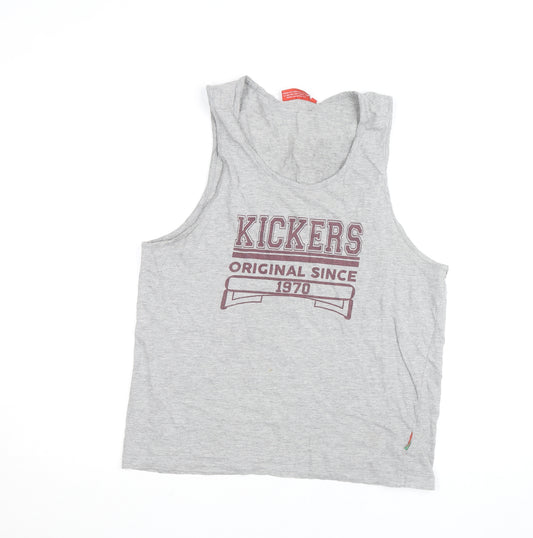 Kickers Men's Grey Tank Top M Graphic Print Activewear Vest