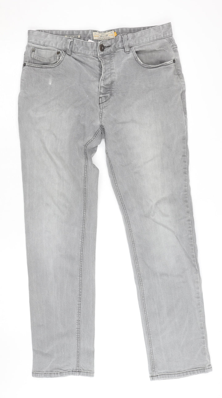 Next Women’s Grey Straight Leg Stretch Denim Jeans Size 34R