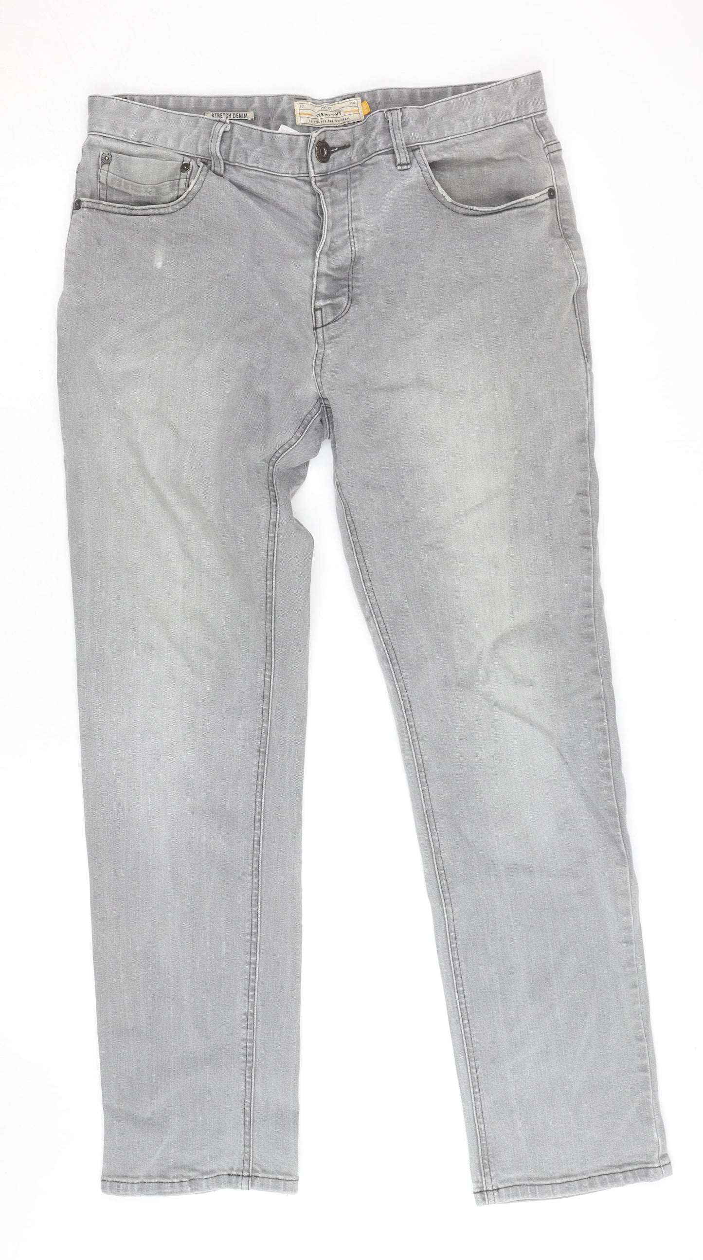 Next Women’s Grey Straight Leg Stretch Denim Jeans Size 34R