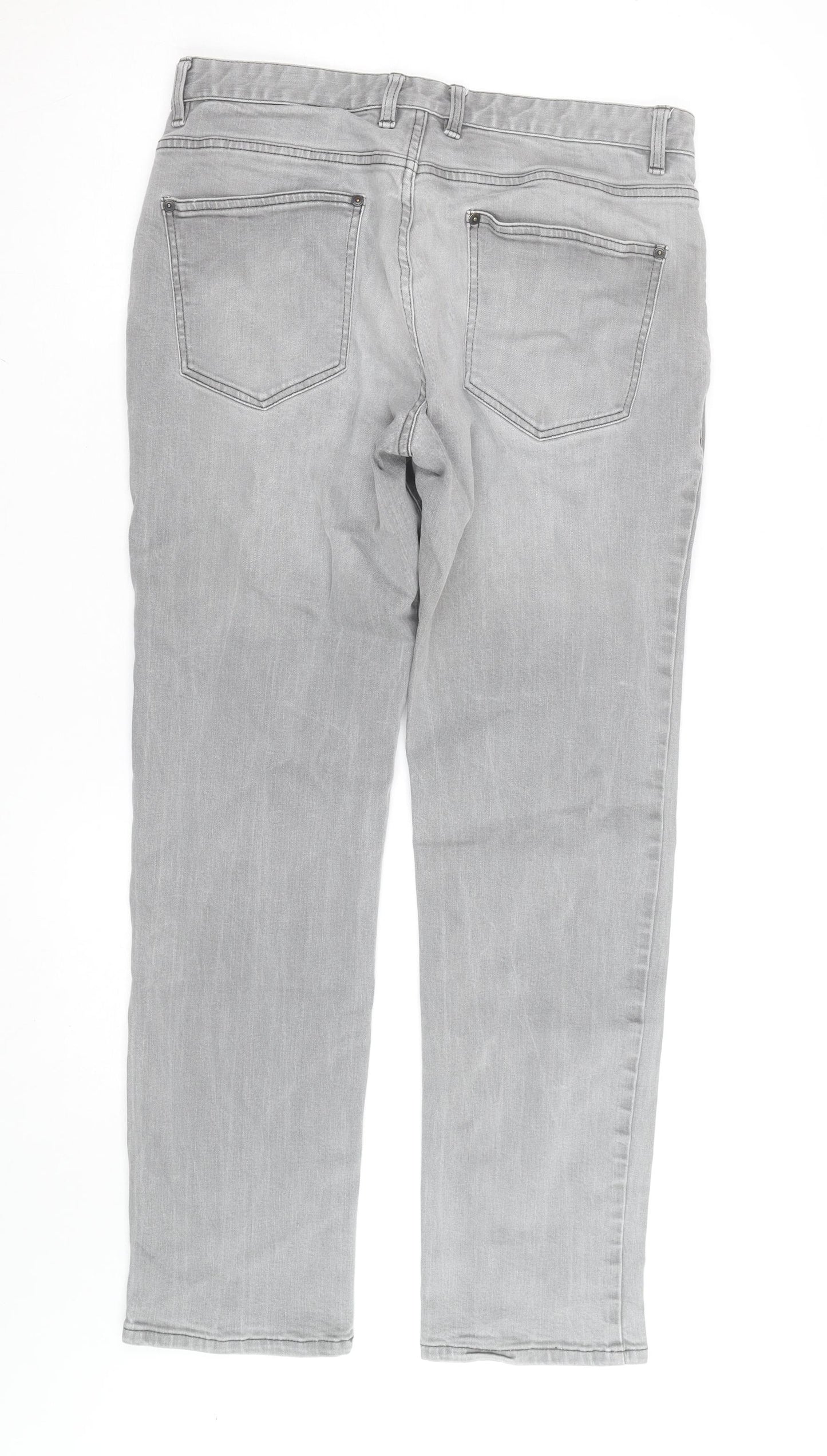 Next Women’s Grey Straight Leg Stretch Denim Jeans Size 34R