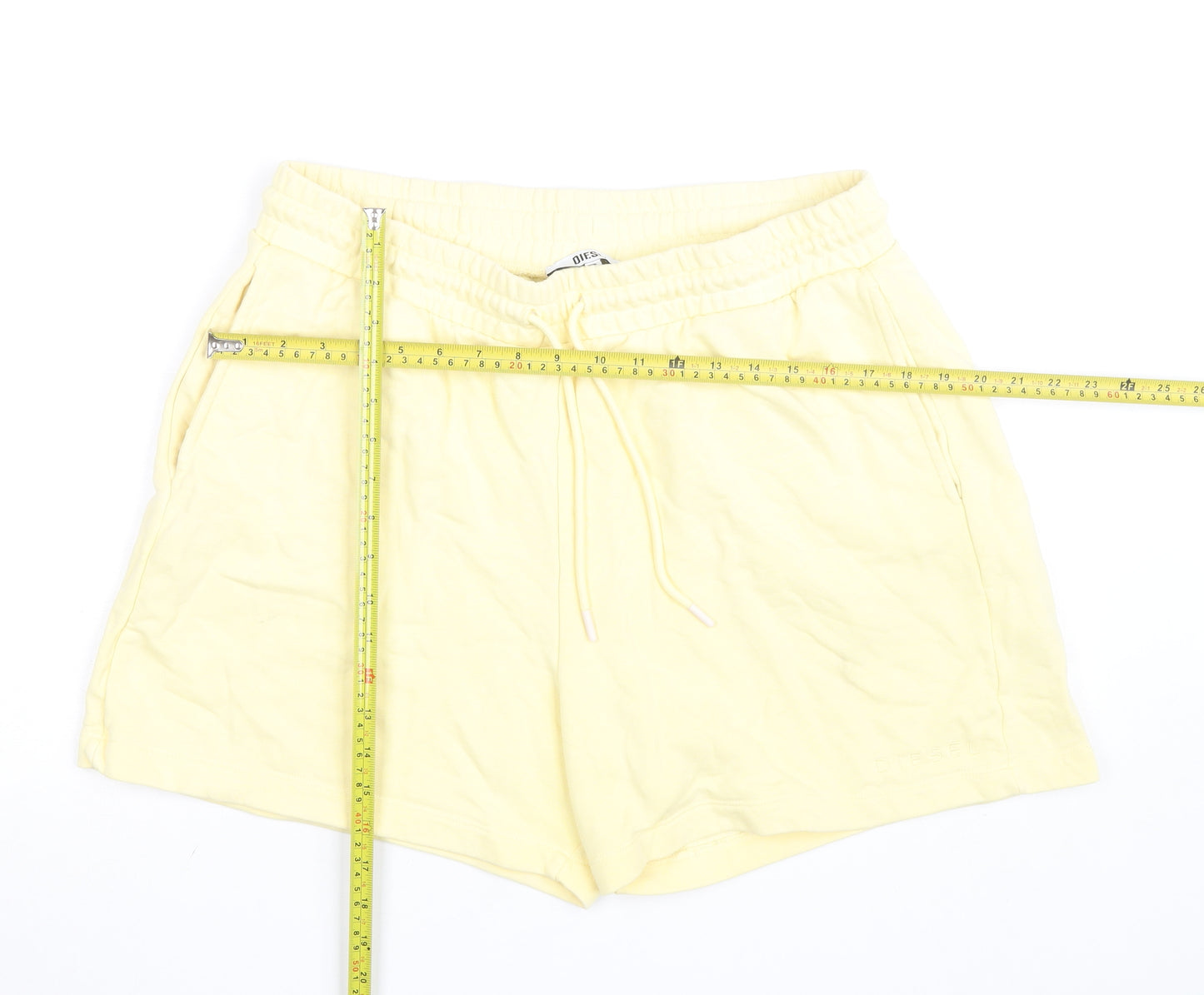 Diesel Women Yellow XL Sweat Shorts Casual Cotton Drawstring