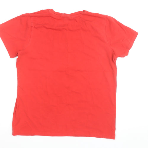Diesel Women's Red Short Sleeve Cotton Stretch T-Shirt XL
