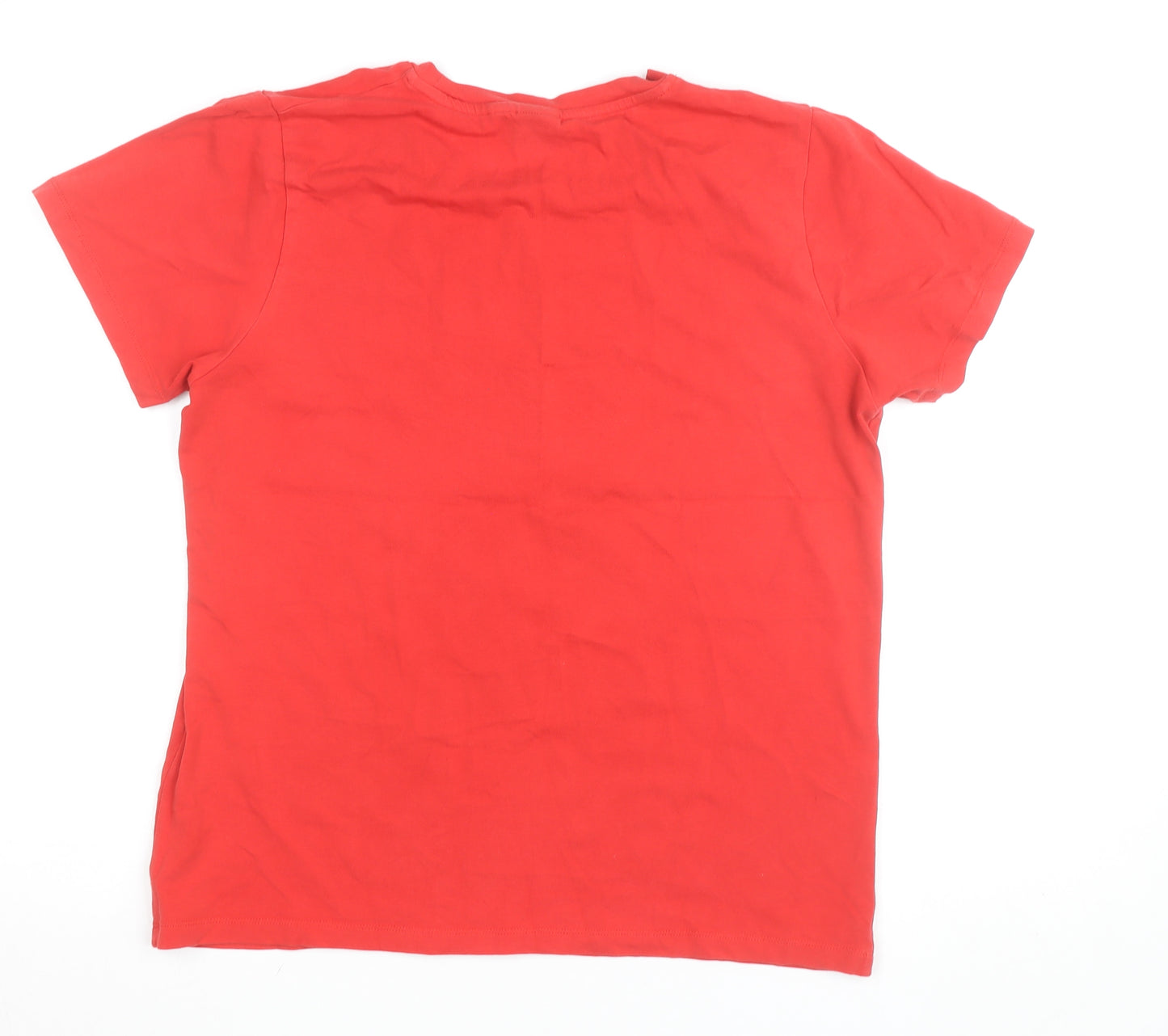 Diesel Women's Red Short Sleeve Cotton Stretch T-Shirt XL