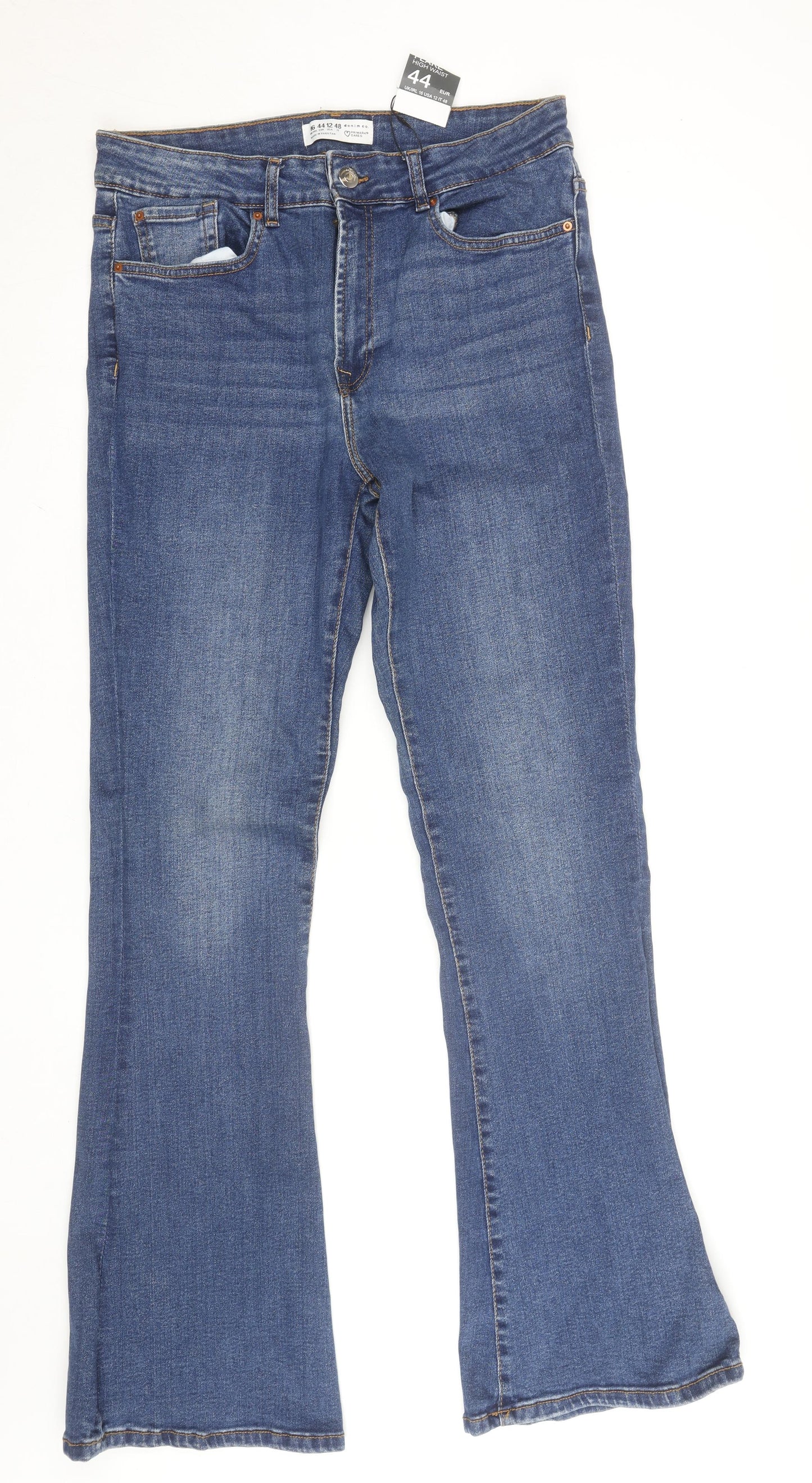 Primark Women's Blue Bootcut High Waist Stretch Denim Jeans Size 16