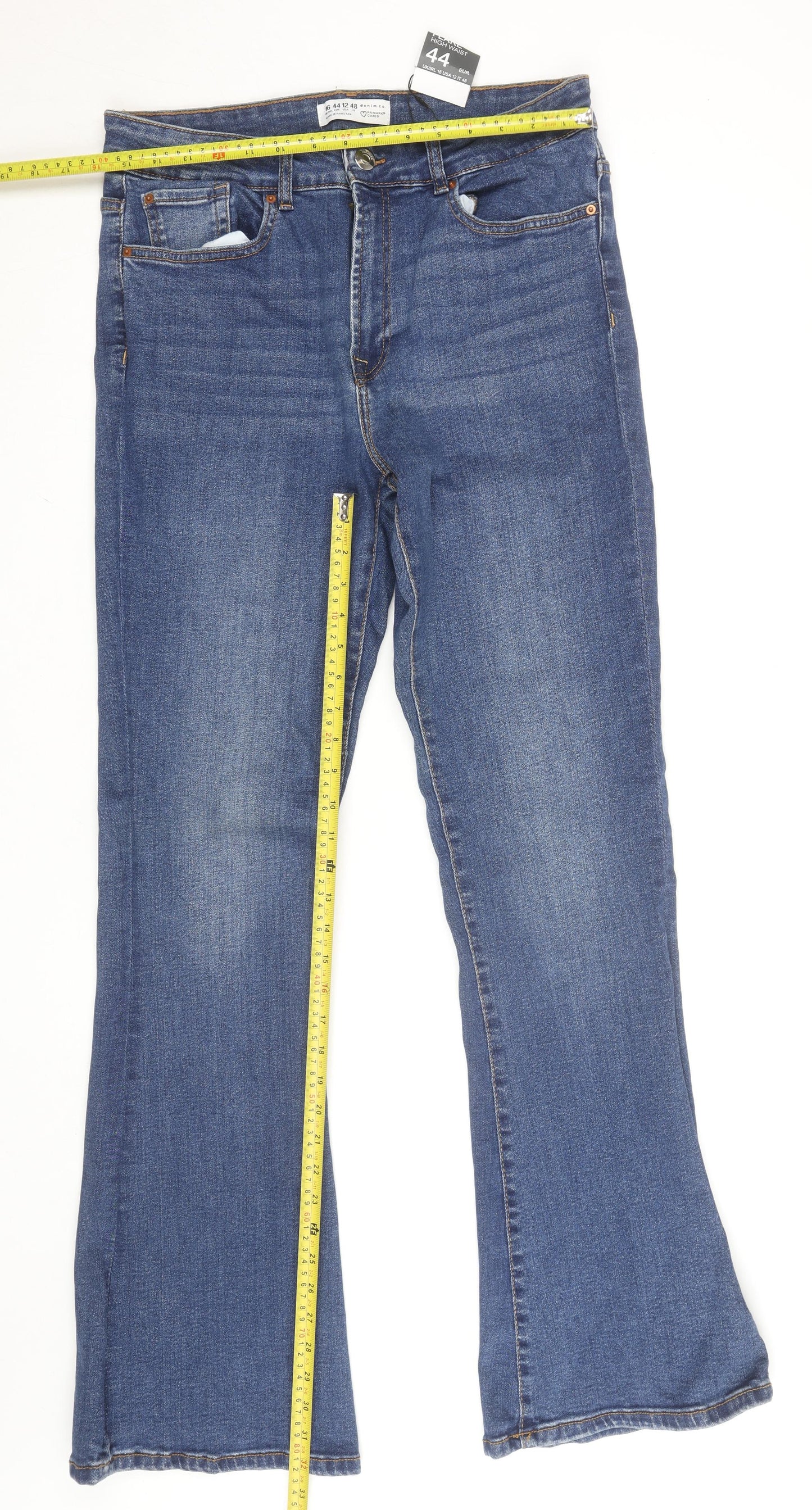 Primark Women's Blue Bootcut High Waist Stretch Denim Jeans Size 16