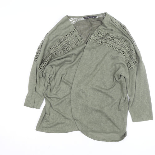 Dunnes Women’s Green Crochet Detail Kimono Blouse M