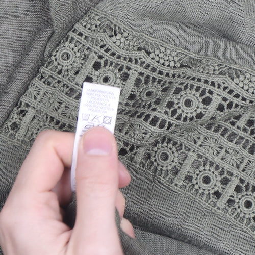 Dunnes Women’s Green Crochet Detail Kimono Blouse M