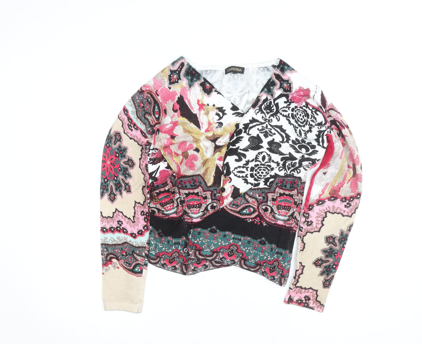 Christina Women's Multicoloured Floral V-Neck Cardigan L