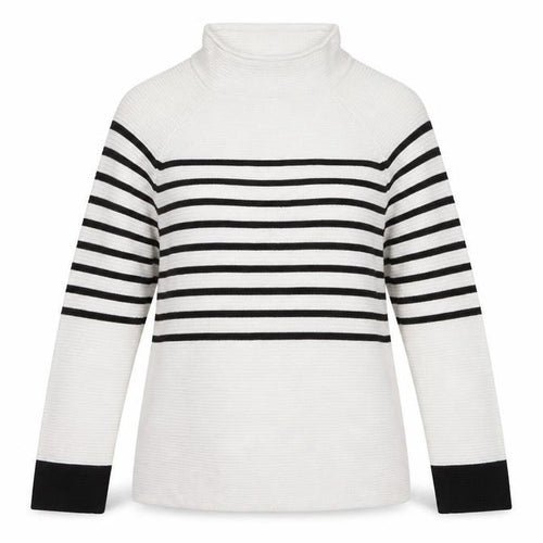 Savoir Womens Black White Striped High Neck Knit Jumper Large