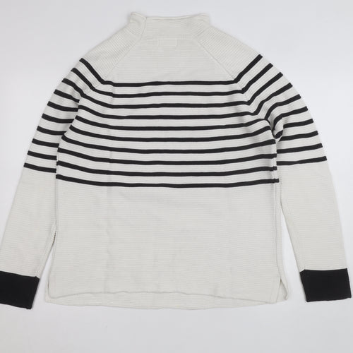 Savoir Womens Black White Striped High Neck Knit Jumper Large