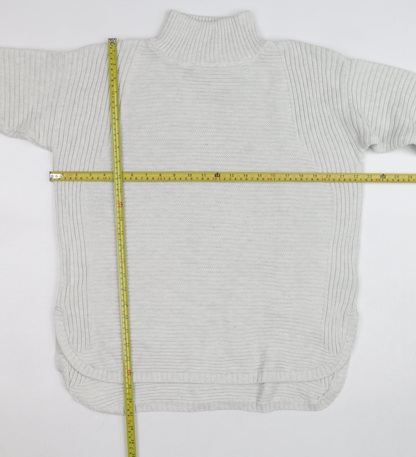AKINII Women's Ivory Roll Neck Chunky Knit Long Sleeve Jumper XL