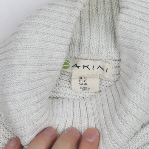 AKINII Women's Ivory Roll Neck Chunky Knit Long Sleeve Jumper XL