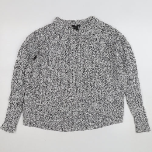 H&M Women's Grey Cable-Knit Cotton Blend Jumper Size 8
