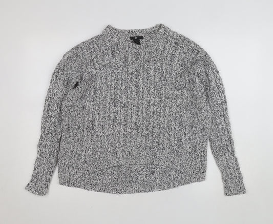 H&M Women's Grey Cable-Knit Cotton Blend Jumper Size 8