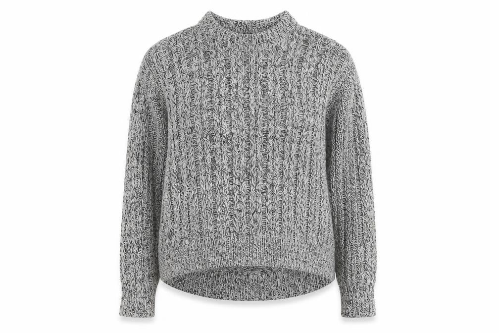 Front view of H&M Women's Grey Cable-Knit Cotton Blend Jumper, size 8