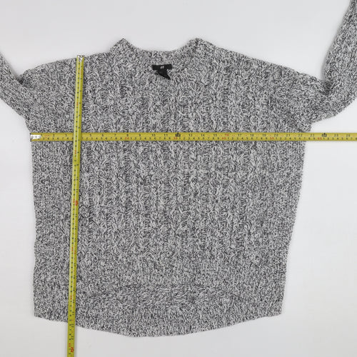 H&M Women's Grey Cable-Knit Cotton Blend Jumper Size 8