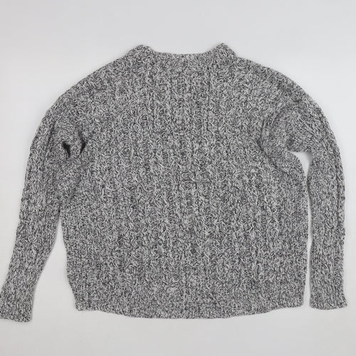 H&M Women's Grey Cable-Knit Cotton Blend Jumper Size 8