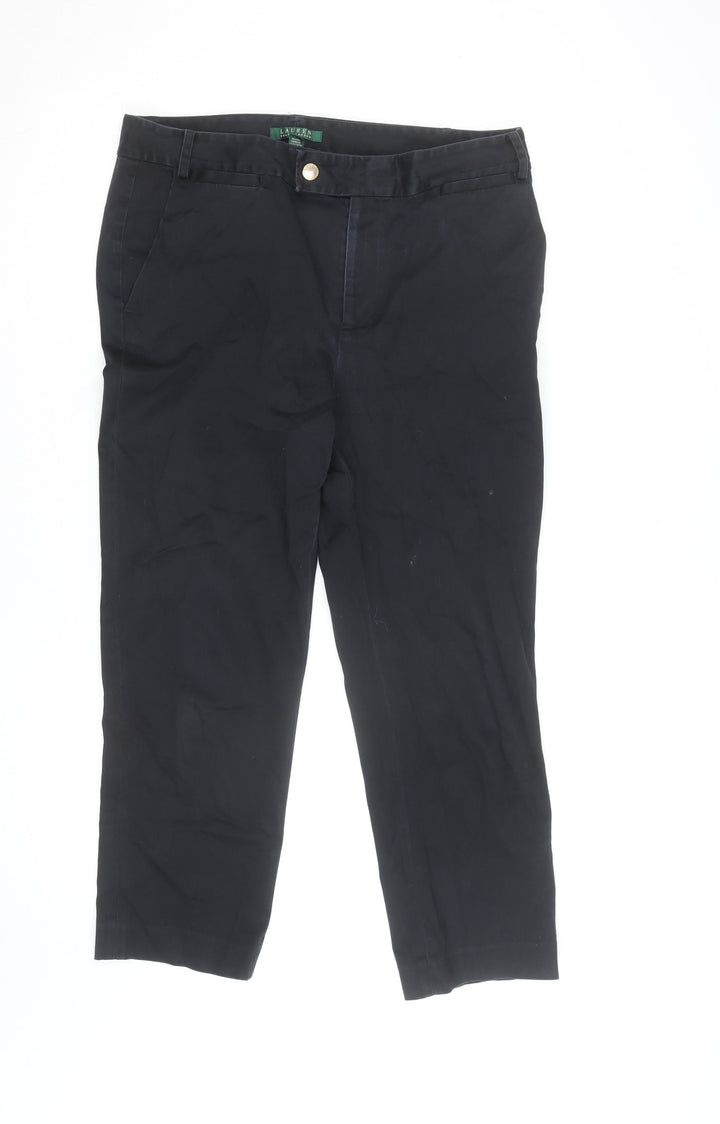 Lauren Ralph Lauren Women's Black Cotton Chino Trousers Size 12