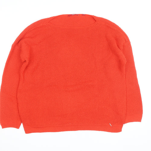 s.Oliver Women Red Waffle-Knit Long Sleeve Pullover Jumper Size 16
