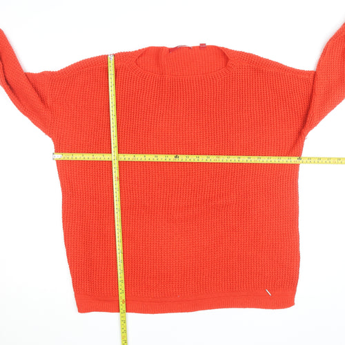 s.Oliver Women Red Waffle-Knit Long Sleeve Pullover Jumper Size 16