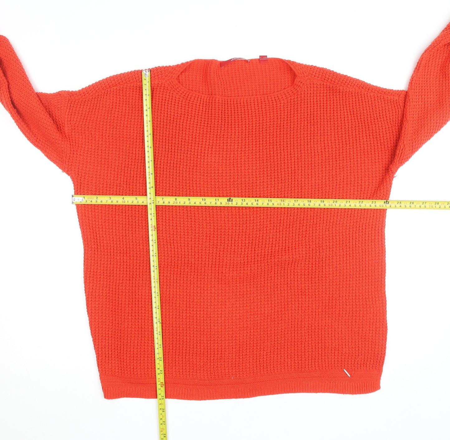 s.Oliver Women Red Waffle-Knit Long Sleeve Pullover Jumper Size 16