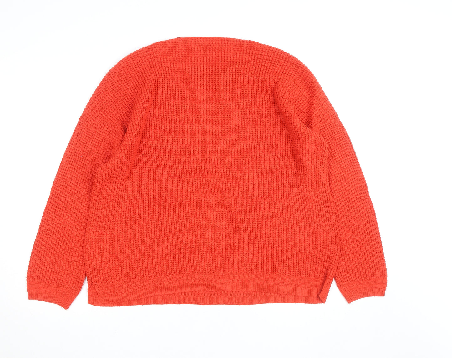 s.Oliver Women Red Waffle-Knit Long Sleeve Pullover Jumper Size 16