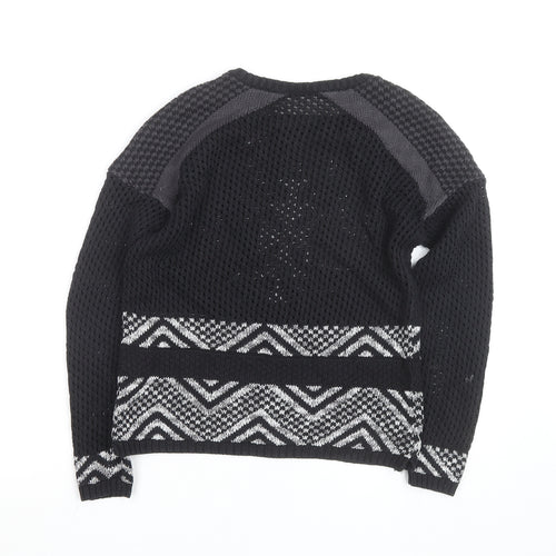 ONLY Unisex Black Aztec Knit Pullover Jumper Size M