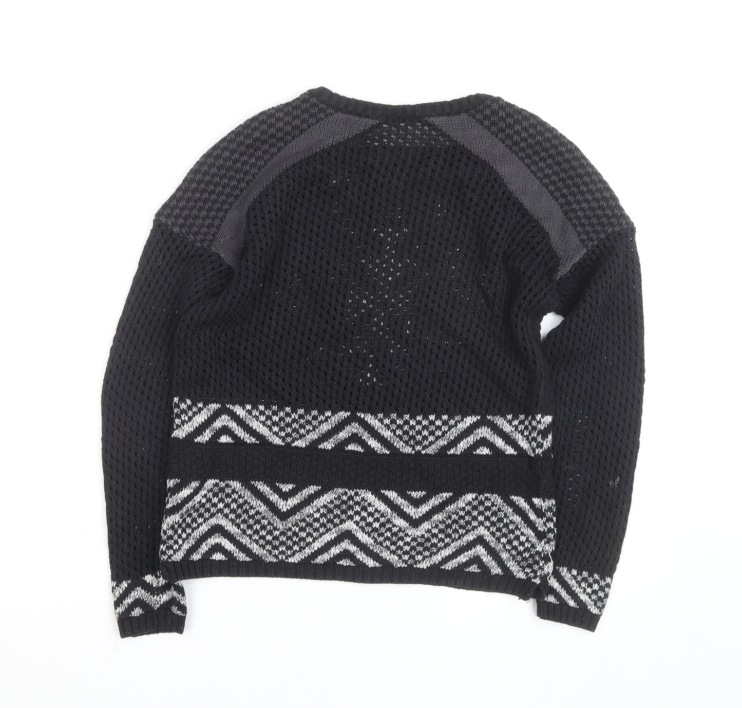 ONLY Unisex Black Aztec Knit Pullover Jumper Size M