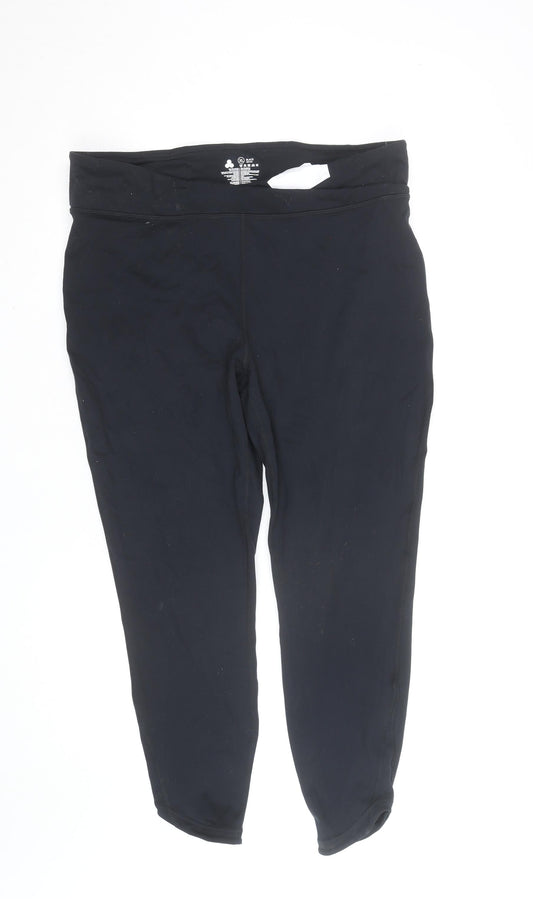 Crane Womens Black Capri Leggings XL Slim Fit Activewear