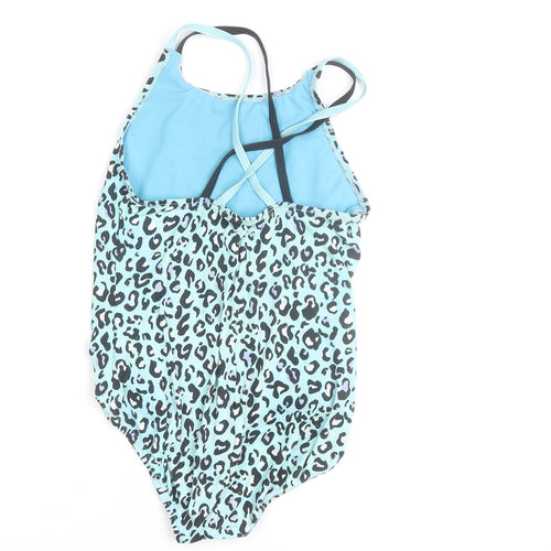 Nike Women Blue Animal Print One Piece Swimsuit Size M