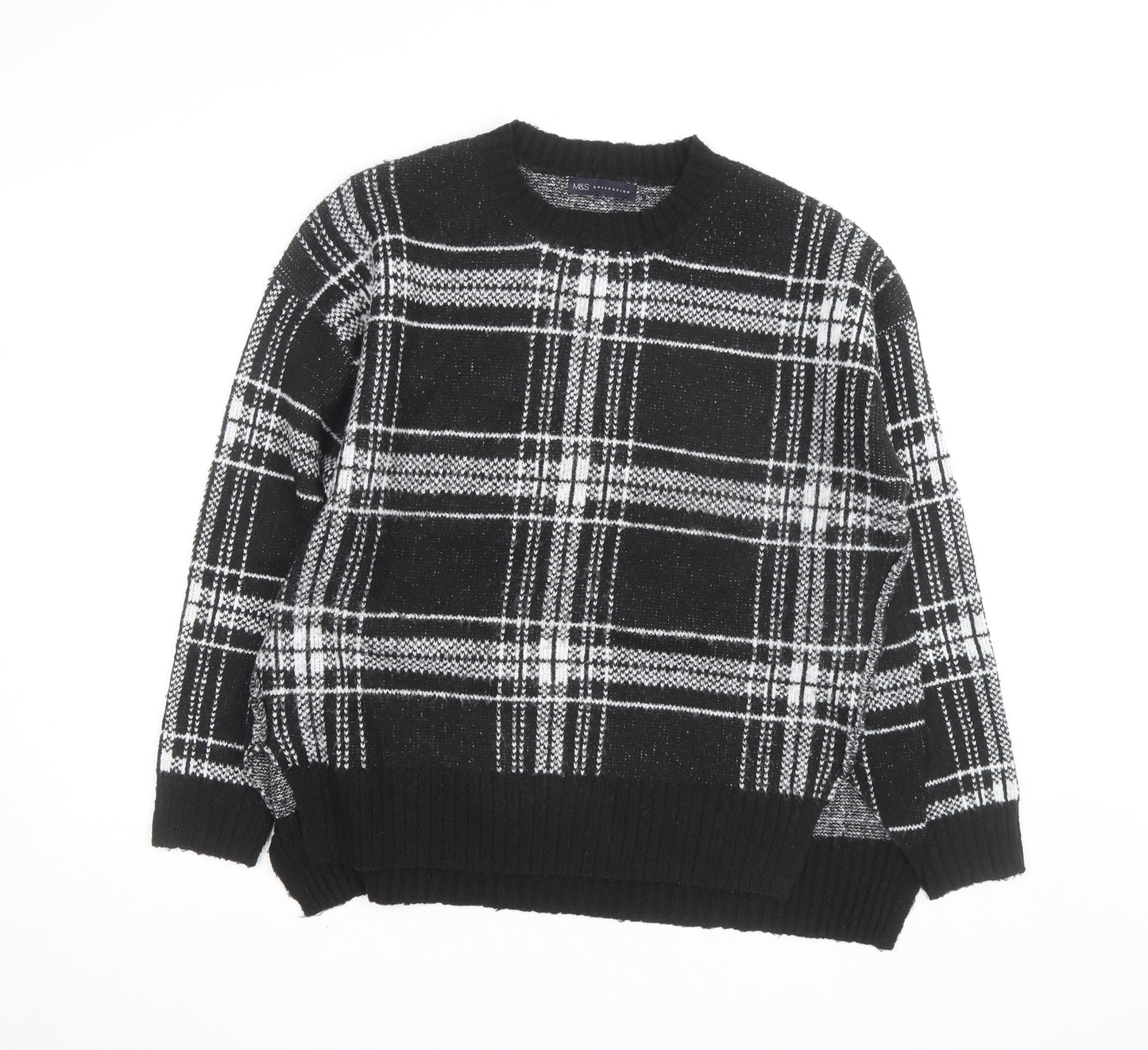 Marks and Spencer Women’s Black Check Knit Pullover Jumper Medium