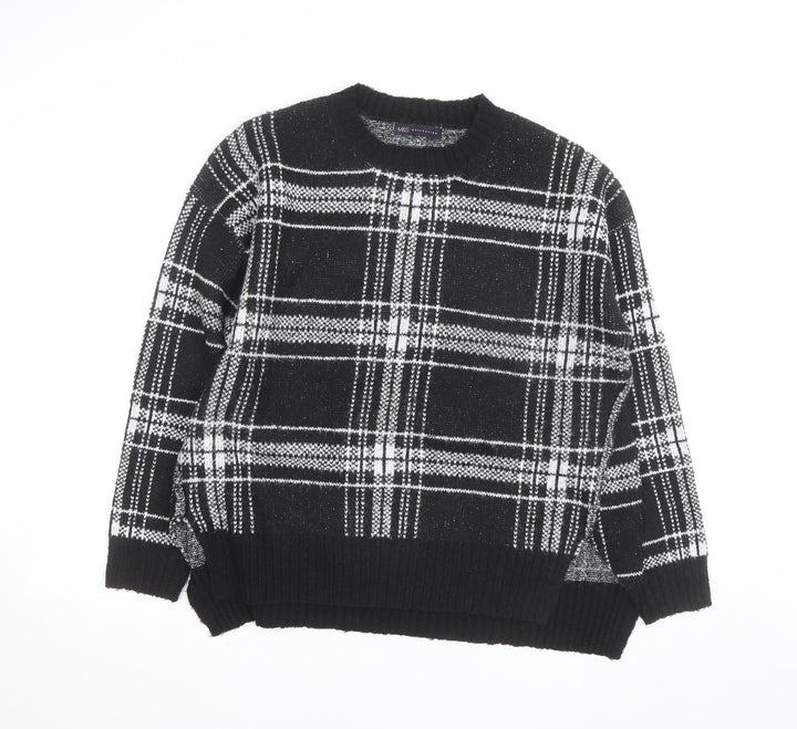 Marks and Spencer Women’s Black Check Knit Pullover Jumper Medium
