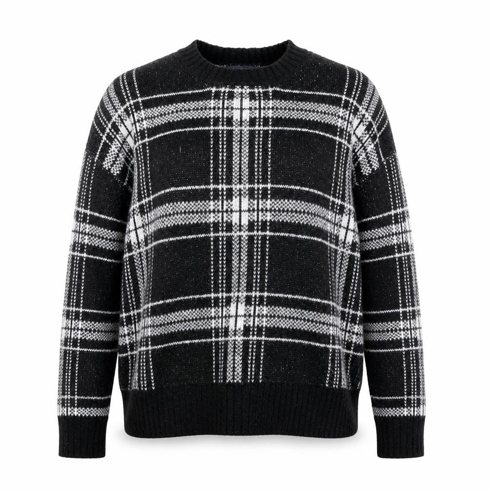Front view of Marks & Spencer Women’s Black Check Knit jumper Medium